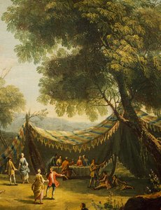 Namiot na wsi z muzyką na żywo, fragment z wiosny, Antonio Diziani (1737-1797), olej na płótnie, 74x92 cm, Włochy