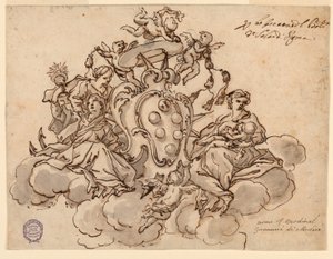Projekt do malowania sufitu (?) z herbem kardynała Francesco Maria de