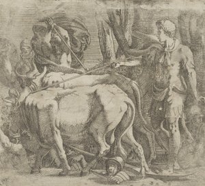 Kadmus uprawiający pole, na którym zasiał zęby smoka, 1540-45.