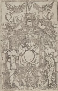 Ornament z małym pustym owalem, 1540-45. autorstwa Antonio Fantuzzi