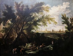 Krajobraz z nosicielem wody. autorstwa Antonio Francesco Peruzzini