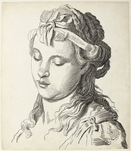 Głowa kobiety z kokardą we włosach Cztery głowy (tytuł serii) autorstwa Antonio Giuseppe Barbazza