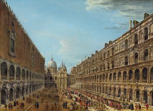 Procesja na dziedzińcu Pałacu Książęcego, Wenecja, 1742 lub później. autorstwa Antonio Joli
