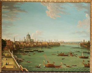 Tamiza z tarasu Somerset House, patrząc w kierunku miasta, ok.1745 autorstwa Antonio Joli