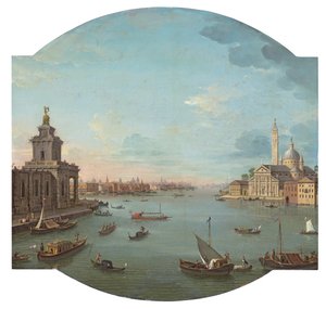 Widok na San Giorgio Maggiore w Wenecji, z Punta della Dogana na pierwszym planie autorstwa Antonio Joli