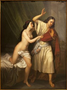 Józef i żona Putifara (Potifara). Obraz Antonio Esquivela (1806-1857), olej na płótnie