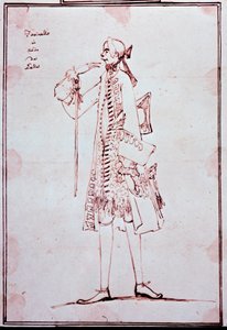 Portret Carlo Broschiego zwanego Farinelli (1705-1782) Włoski kastrat (kastrat) Karykatura Antona Marii Zanetti (1680-1767). 18 wiek. Prywatna kolekcja.