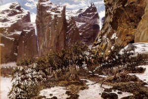 Roncesvalles (lub Roncesvalles po hiszpańsku). Krajobraz północnej Hiszpanii. Obraz Antoniego MUNOZA i DEGRAIN (1841-1924), koniec XIX wieku. Olej na płótnie. Hiszpania, Walencja, Museo de Bellas Artes San Pio V.