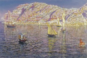 Pejzaż morski. Widok na zatokę Palma de Mallorca
