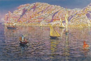 Widok na Zatokę Palma de Mallorca - Munoz Degrain, Antonio (1840-1924) - ok. godz. 1905 - Olej na płótnie - 89x133,5 - Muzeum Carmen Thyssen, Malaga
