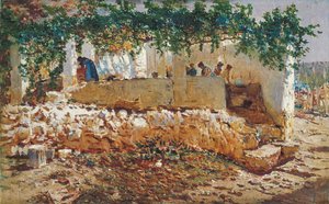 Pralki - Munoz Degrain, Antonio (1840-1924) - 1903 - Olej na płótnie - 62x98 - Museo Carmen Thyssen, Malaga
