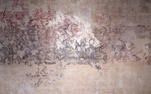 Turniej bitewny, fragment malowidła ściennego z Sala del Pisanello (dawniej Sala dei Principi) (sinopia) autorstwa Antonio Pisanello