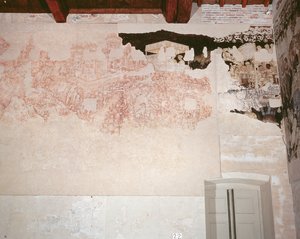 Rycerze Okrągłego Stołu w poszukiwaniu Świętego Graala (odsłonięty sinopie i fresk) autorstwa Antonio Pisanello