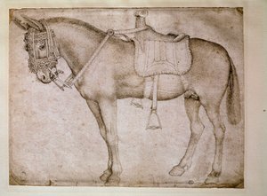 Uprząż dla mułów. Rysunek autorstwa Antonio Pisano dit il Pisanello (1380-1455) autorstwa Antonio Pisanello