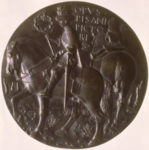 Medal portretowy, rewers przedstawiający Gianfrancesco Gonzagę 13945-1444 na koniu, 1446-8 brąz na awersie patrz 96843