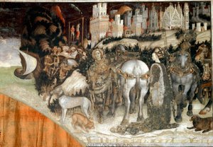 Święty Jerzy dostarczający księżniczkę Trebizondy Szczegół. Fresk Antonio Pisano zwany Pisanello (ok. 1380-1455) 1436-1438 Werona, kościół Sant 