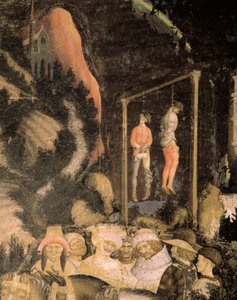 Wisielcy, fragment ze św. Jerzego i księżniczki autorstwa Antonio Pisanello