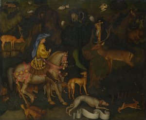Wizja św. Eustachego, c. 1440 autorstwa Antonio Pisanello