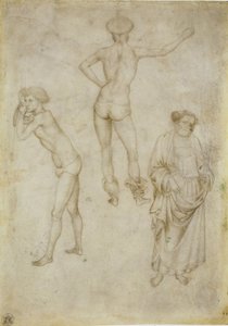 Dwa studia postaci męskich i św. Piotr, 1430-1435 autorstwa Antonio Pisanello
