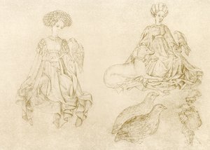 Kobiety z sokołem i chartem autorstwa Antonio Pisanello
