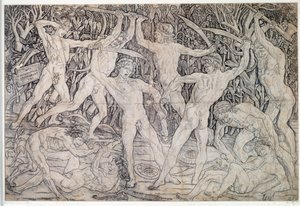 Walka nagich wojowników Rysunek Antonio Pollaiolo (Pollaiuolo lub Benci) (ok. 1431-1498) 1470 Zakład Grafiki i Rysunków, Uffizi Florencja autorstwa Antonio Pollaiuolo