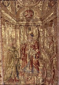 Św. Jan Chrzciciel oskarżony przez Heroda, gobelin przedstawiający sceny z życia świętego (tkanina) autorstwa Antonio Pollaiuolo