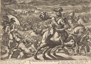 Abraham zmusza do ucieczki wrogów, którzy trzymają jego siostrzeńca” autorstwa Antonio Tempesta