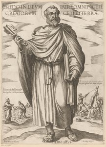 Świętego Piotra Wierzę w boga ojca wszechmocnego stwórcę nieba i ziemi (tytuł na obiekcie) Chrystus, Maryja i apostoł (tytuł serii) autorstwa Antonio Tempesta