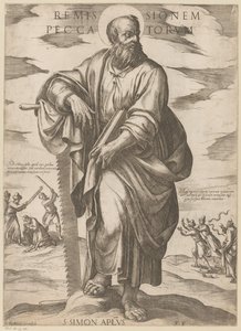 Św. Szymona Odpuszczenie grzechów (tytuł na przedmiocie) Chrystus, Maryja i apostoł (tytuł serii) autorstwa Antonio Tempesta