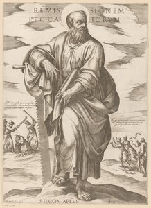 Św. Szymona Odpuszczenie grzechów (tytuł na przedmiocie) Chrystus, Maryja i apostoł (tytuł serii) autorstwa Antonio Tempesta