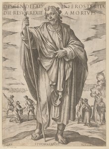 św. Tomasza Zstąpił do piekła trzeciego dnia powstał z martwych (tytuł na obiekcie) Chrystus, Maryja i apostoł (tytuł serii) autorstwa Antonio Tempesta