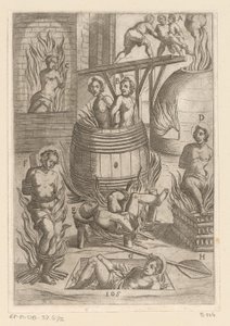 Tortury z różnymi sposobami palenia Tortury męczenników chrześcijańskich (tytuł serii) Varia tormentorum et supplicioru roughlium (...) (tytuł serii) autorstwa Antonio Tempesta
