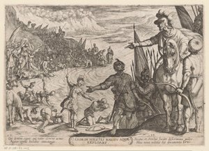 Gideon wybiera swoich żołnierzy Gedeon milites haustu aquae explorat (tytuł na obiekcie) Sceny batalistyczne ze Starego Testamentu (tytuł serii) autorstwa Antonio Tempesta