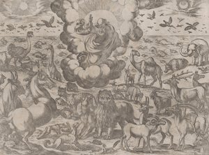Bóg stwarzający zwierzęta, ca. 1590-1630. autorstwa Antonio Tempesta