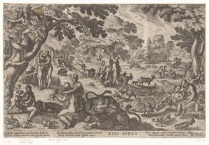złoty wiek Aetas aurea (tytuł na obiekcie) Cztery wieki świata (tytuł serii) autorstwa Antonio Tempesta