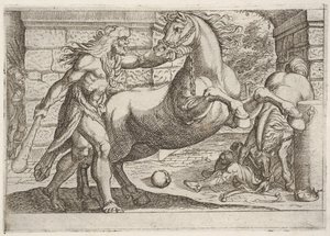 Herkules i klacze Diomedesa: Herkules chwyta za uzdę konia na ostro..., 1608.