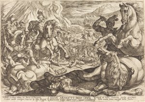 Joshua pali rydwany i odcina nogi swoim wrogom autorstwa Antonio Tempesta