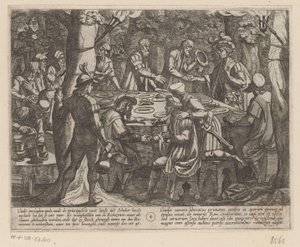 Julius Civilis mówi starszym holenderskim, że są traktowani przez Rzymian jak niewolnicy Wojny batawskie przeciwko Rzymianom (tytuł serii) Batavorum cum Romanis Bellum (tytuł serii) autorstwa Antonio Tempesta