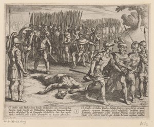 Julius Civilis zostaje aresztowany, a jego brat Paulus zostaje ścięty Wojny batawskie przeciwko Rzymianom (tytuł serii) Batavorum cum Romanis Bellum (tytuł serii) autorstwa Antonio Tempesta
