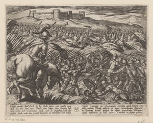 Julius Civilis zalewa kraj groblami Wojny batawskie przeciwko Rzymianom (tytuł serii) Batavorum cum Romanis Bellum (tytuł serii) autorstwa Antonio Tempesta