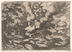 Krajobraz ze śmiercią Adonisa Pejzaże ze scenami mitologicznymi (tytuł serii) autorstwa Antonio Tempesta