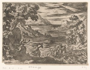 Krajobraz z porwaniem Europy Pejzaże ze scenami mitologicznymi (tytuł serii) autorstwa Antonio Tempesta