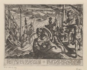 Holenderskie i rzymskie statki na Renie Wojny batawskie przeciwko Rzymianom (tytuł serii) Batavorum cum Romanis Bellum (tytuł serii) autorstwa Antonio Tempesta