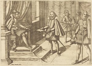 Filip II Hiszpański na swoim tronie autorstwa Antonio Tempesta