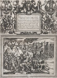 Tablica 12: Ilustracja do Canto XII z Gerusalemme liberata Torquato Tasso ..., ca. 1590-1630. autorstwa Antonio Tempesta