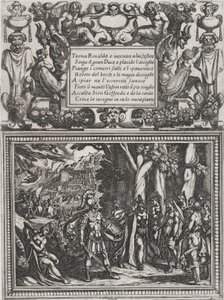 Tablica 18: Ilustracja do Canto XVIII z Gerusalemme liberat... Torquato Tasso, ca. 1590-1630. autorstwa Antonio Tempesta