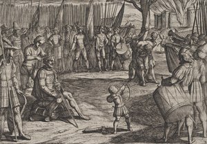 Obrazek 20: Cywilis obcięty na włosy, z Wojna Rzymian przeciwko Batawianom R..., 1611. autorstwa Antonio Tempesta