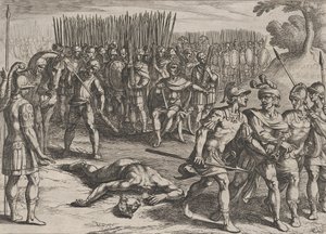 Zdjęcie 3: Claudius Civilis aresztowany i jego brat Paulus ścięty, z Wojna o Ro..., 1611. autorstwa Antonio Tempesta
