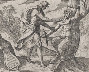 Płyta 58: Apollo zabija Marsyasa Marsyas pokonany przez Apolla, z 