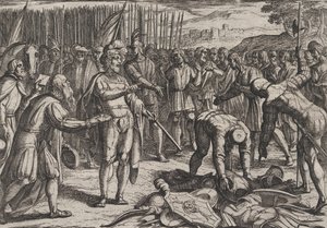Ilustracja 7: Wizyta posłów niemieckich w Civilis, z filmu Wojna Rzymian przeciwko Batawianom Ro..., 1611. autorstwa Antonio Tempesta